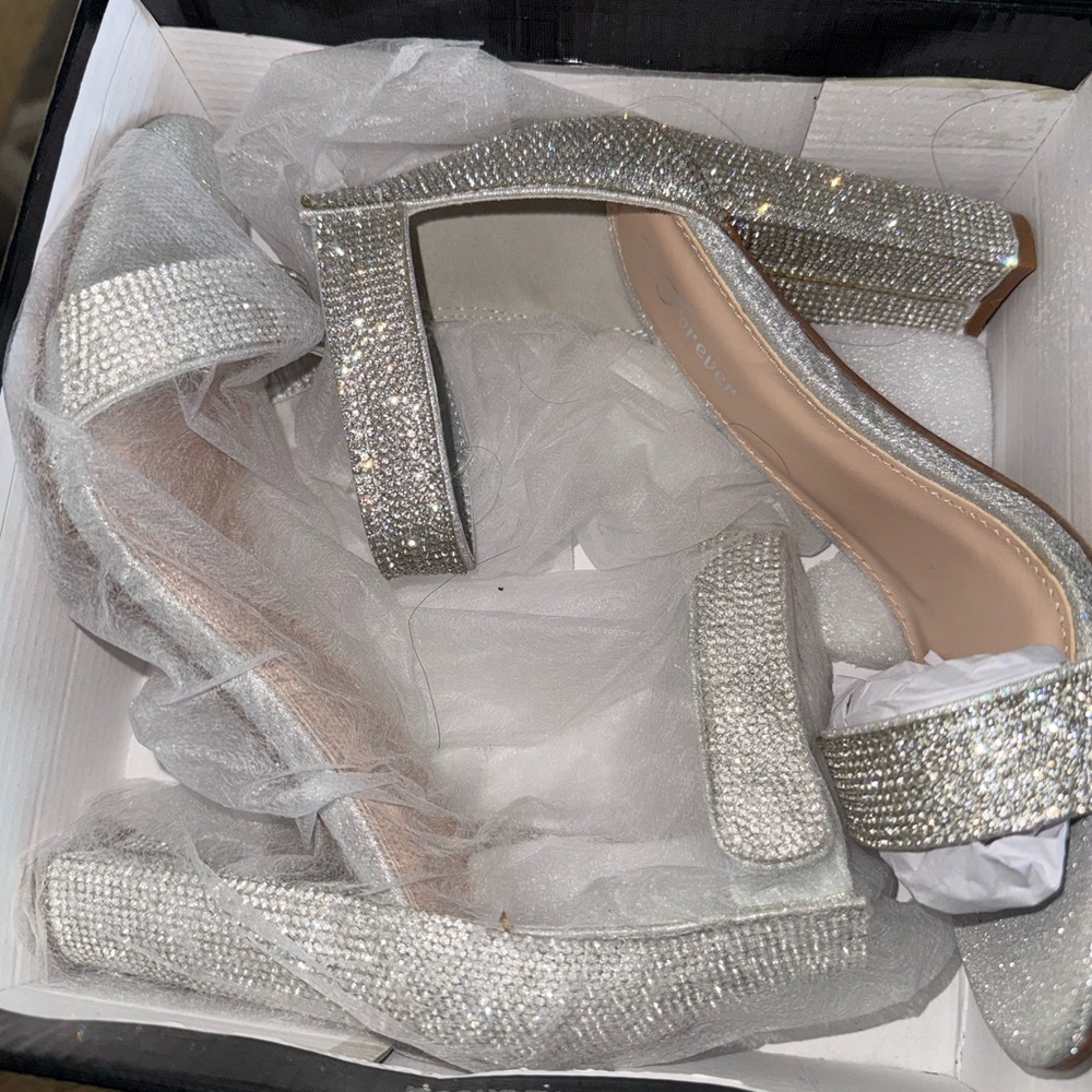 Forever 21 Sparkling Silver Heels - Picture 2 of 4